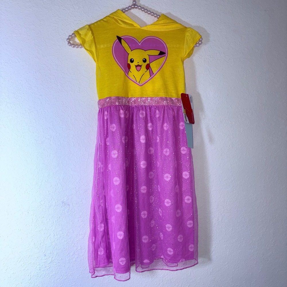 Pokemon Pikachu Small age 6/6X Yellow New 3D Ears Glitter Mesh Dress